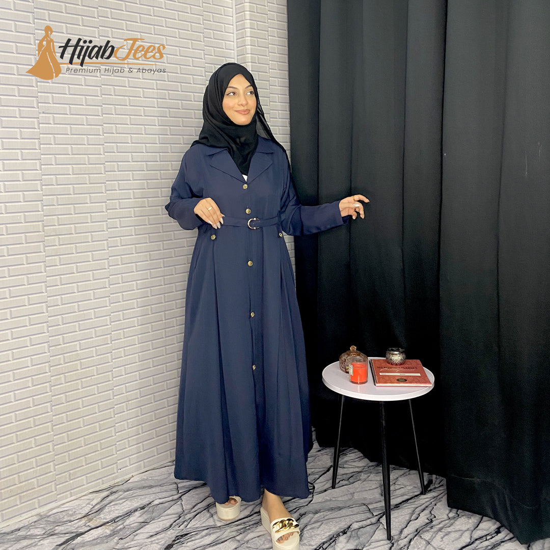 Belted Coat Abaya (Royal Blue)