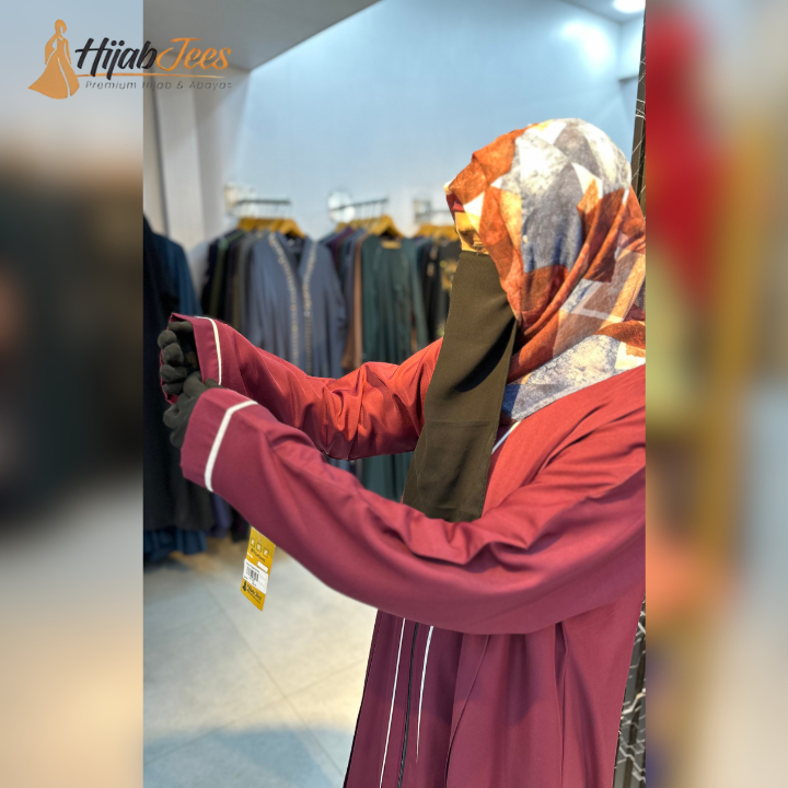 Maroon Front-Open Abaya