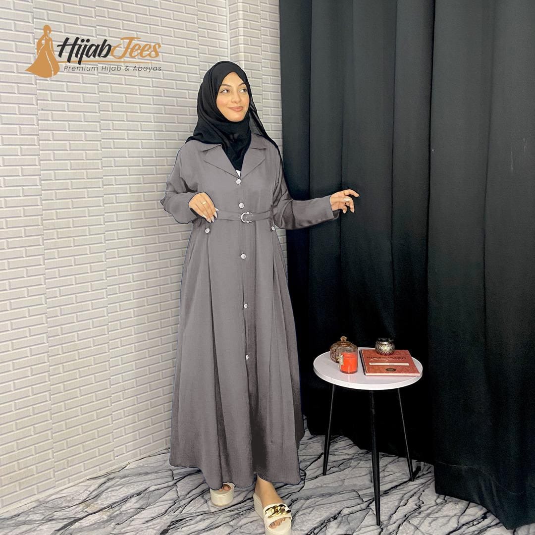 Belted Coat Abaya (Charcoal)