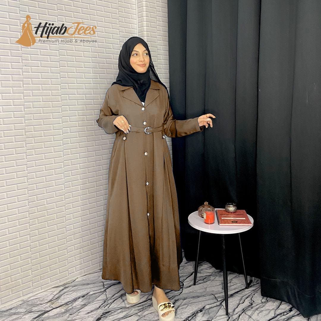 Belted Coat Abaya (Brown)