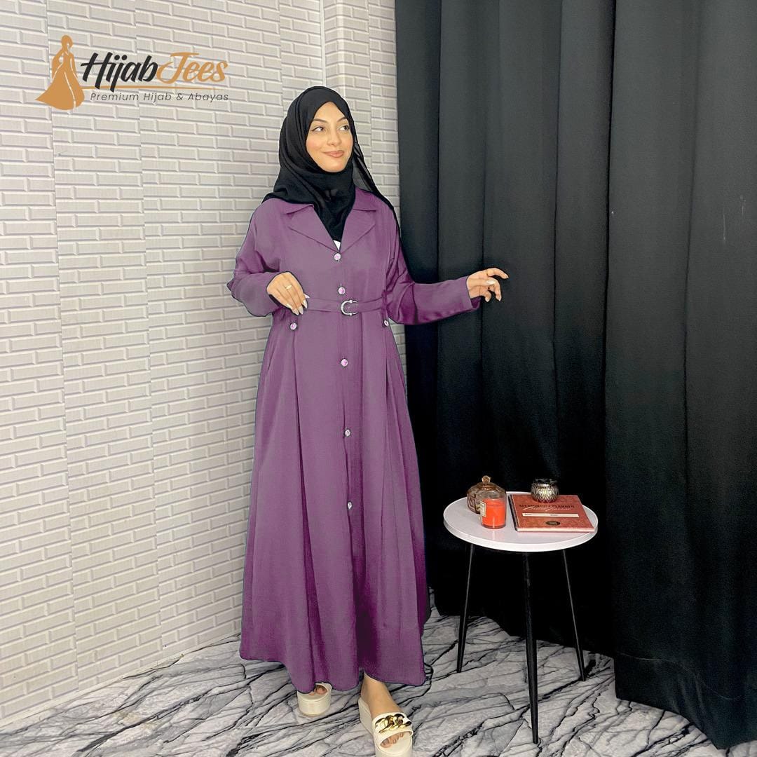 Belted Coat Abaya (Plum)