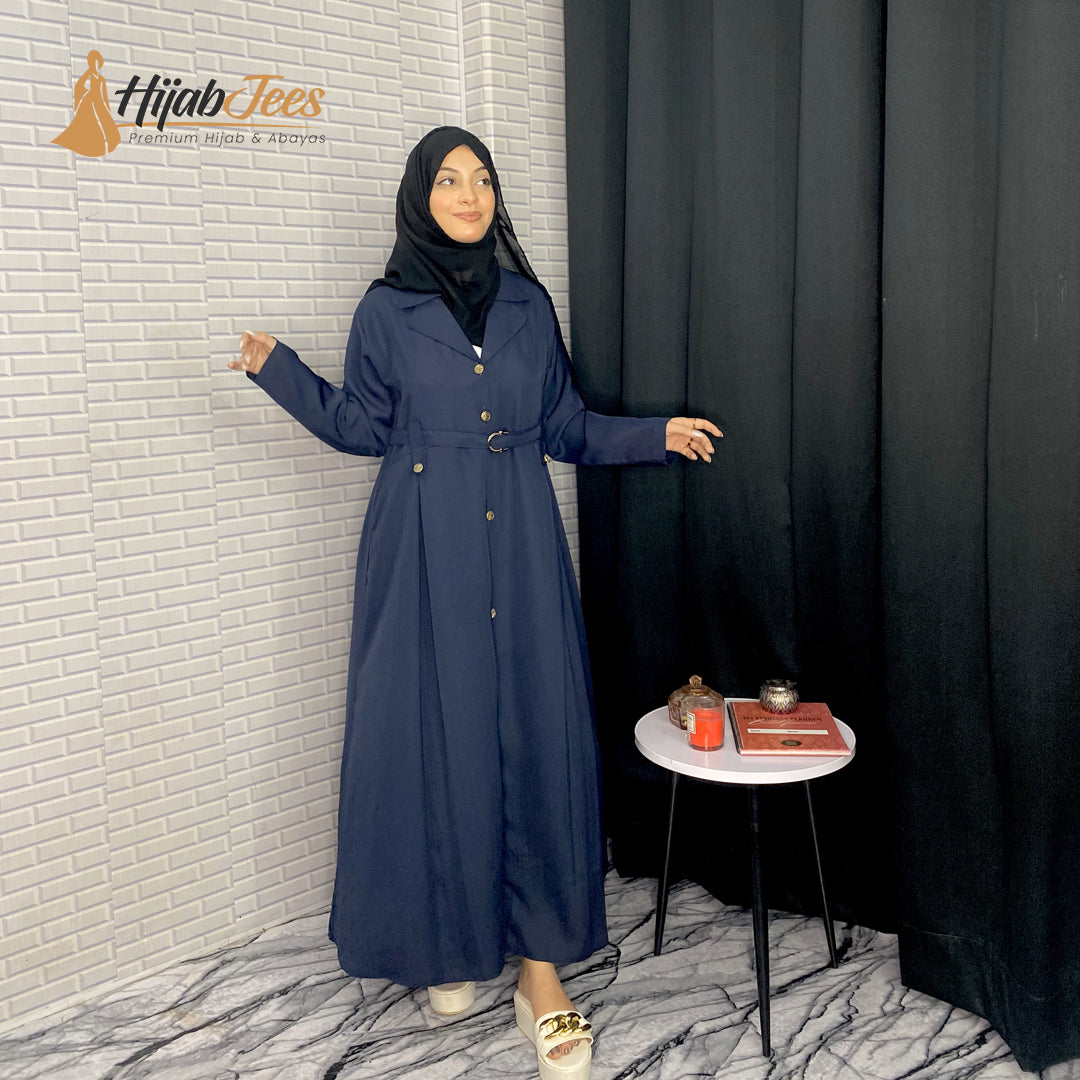 Belted Coat Abaya (Royal Blue)