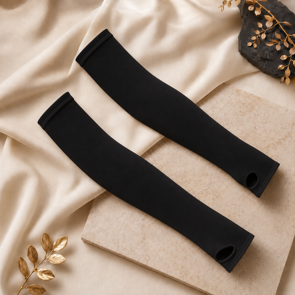Black\Arm Sleeves with Thumb Cut