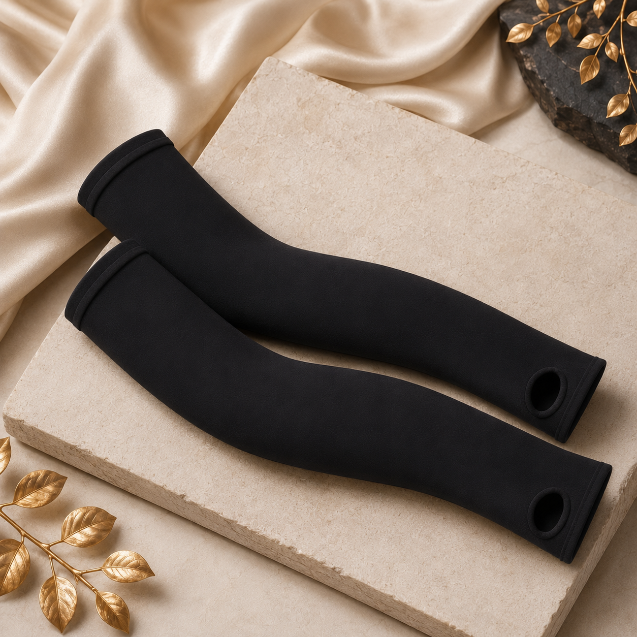 Black\Arm Sleeves with Thumb Cut