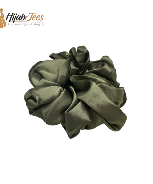 Olive Green Satin Volume Scrunchie