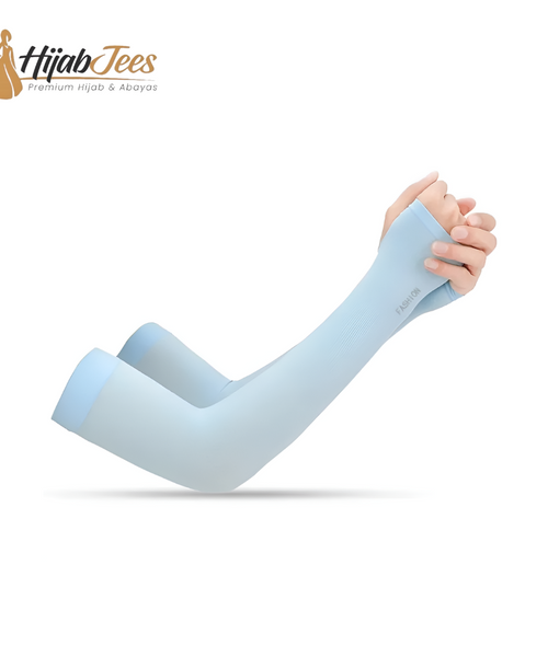 Sky Blue Full Coverage Arm Sleeves with Thumb Cut