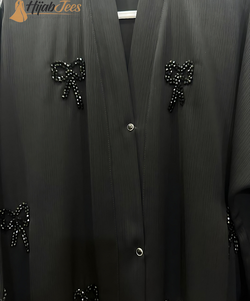 Hand Work Bow Abaya (Black)