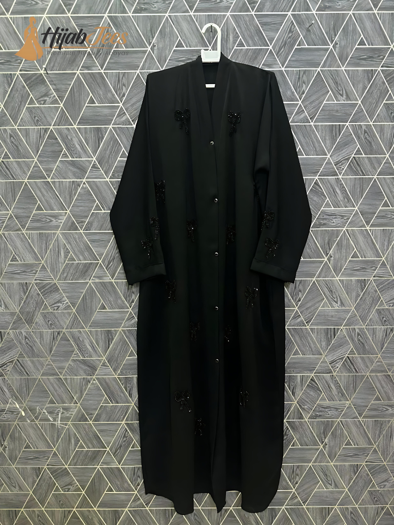 Hand Work Bow Abaya (Black)