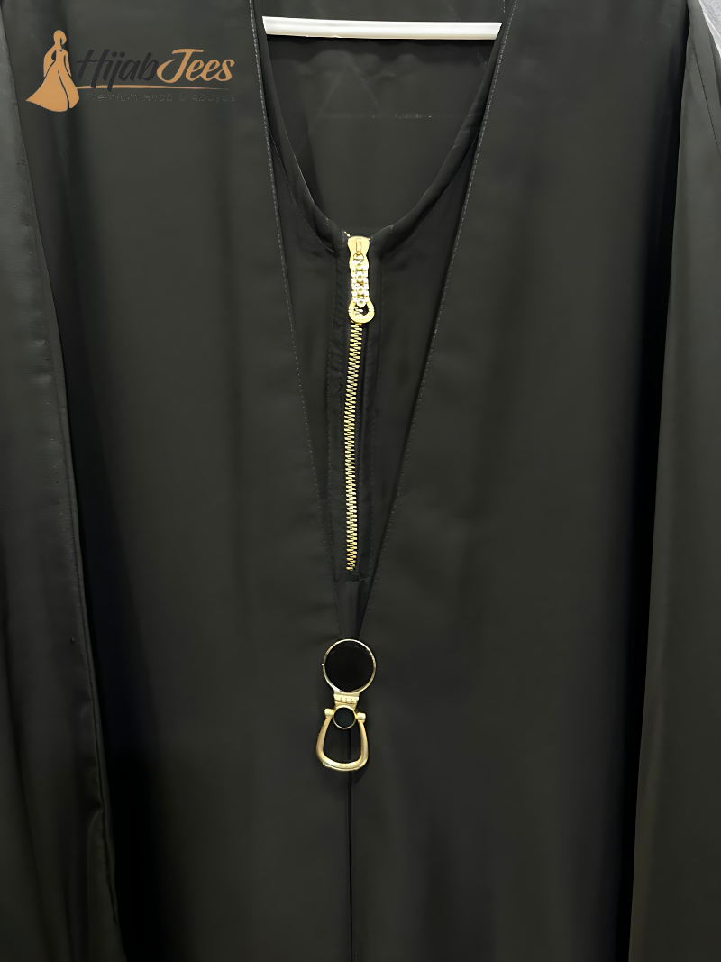 Gold Zip Buckle Abaya