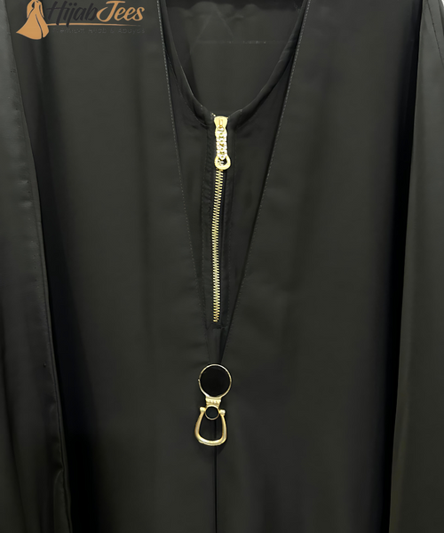 Gold Zip Buckle Abaya
