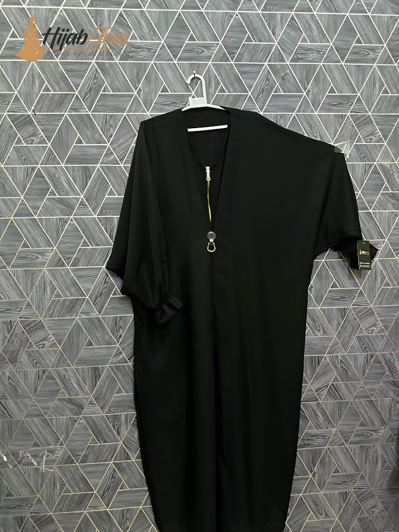 Gold Zip Buckle Abaya