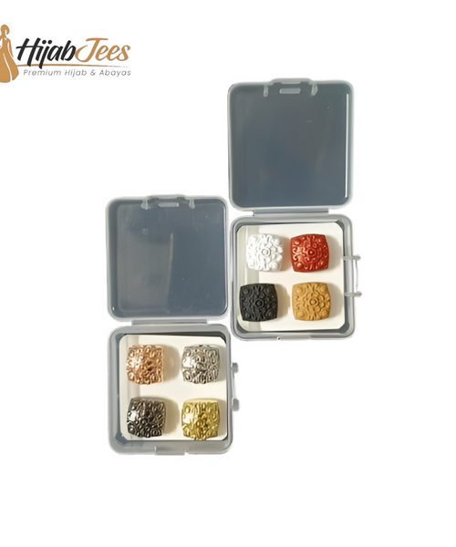 HijabJees Floral Square Magnetic Pin Set – 8-Piece