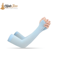 Sky Blue Arm Sleeves with Thumb Cut