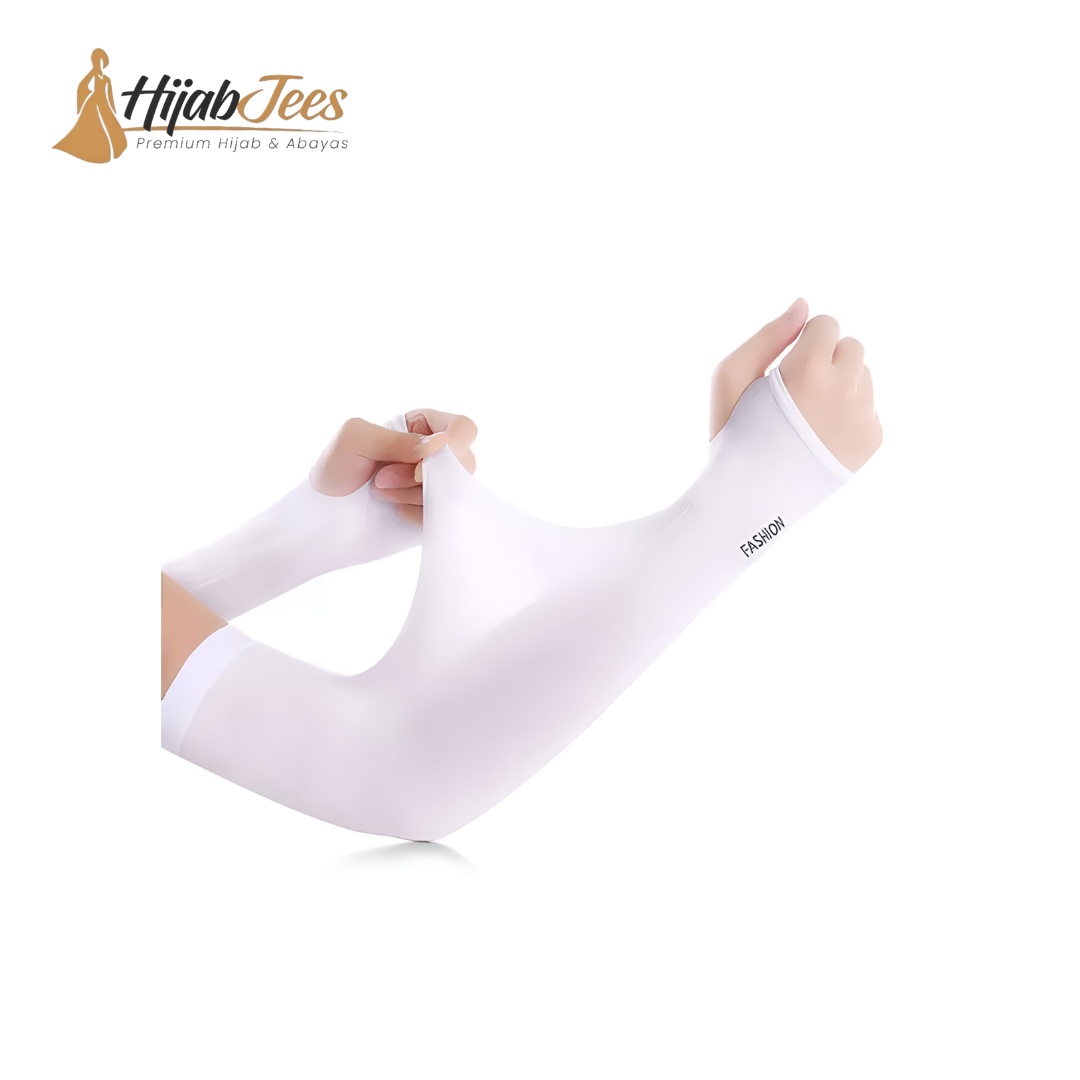 White \Arm Sleeves with Thumb Cut
