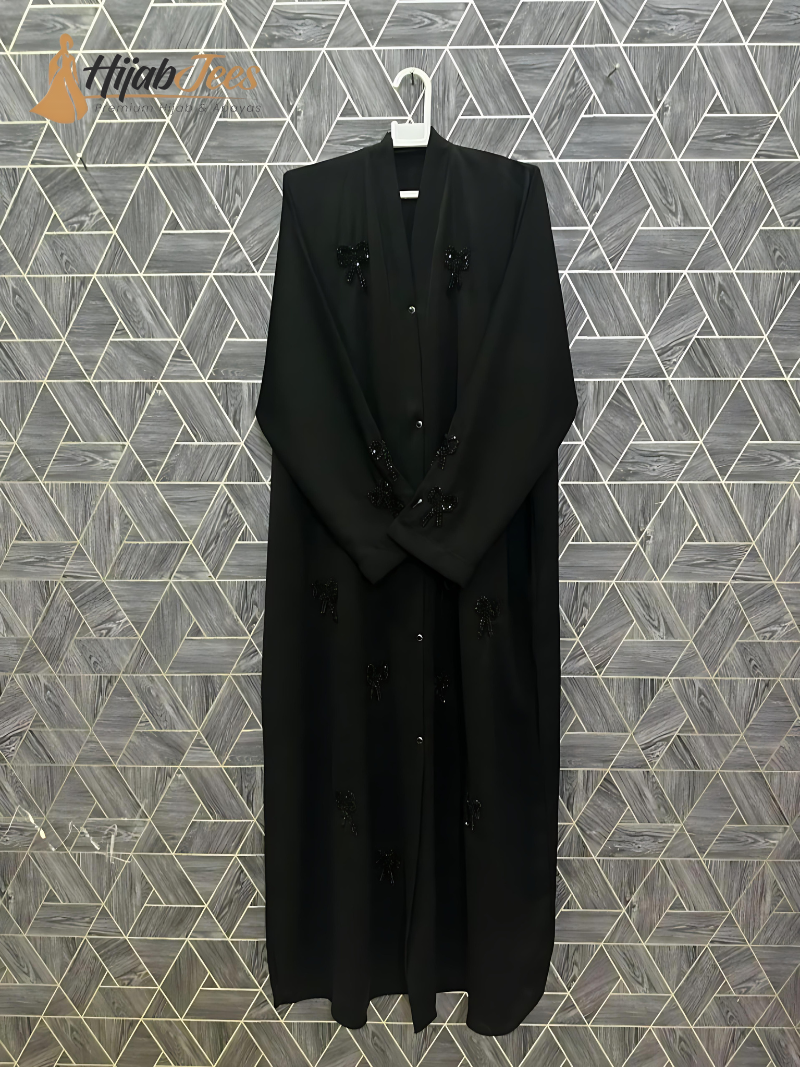 Hand Work Bow Abaya (Black)