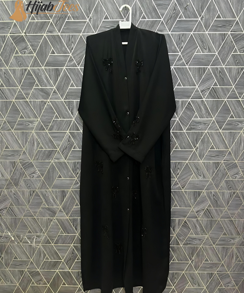 Hand Work Bow Abaya (Black)