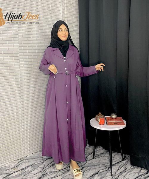 Belted Coat Abaya (Plum)