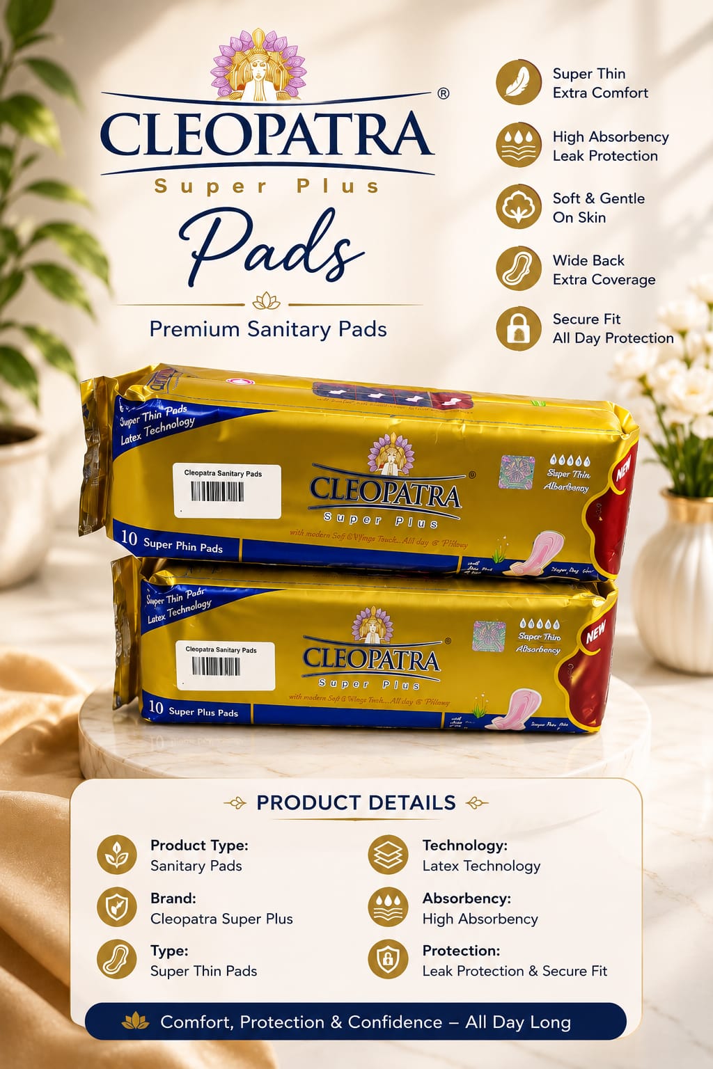 Cleopatra Super Plus Sanitary Pads 10 Pcs
