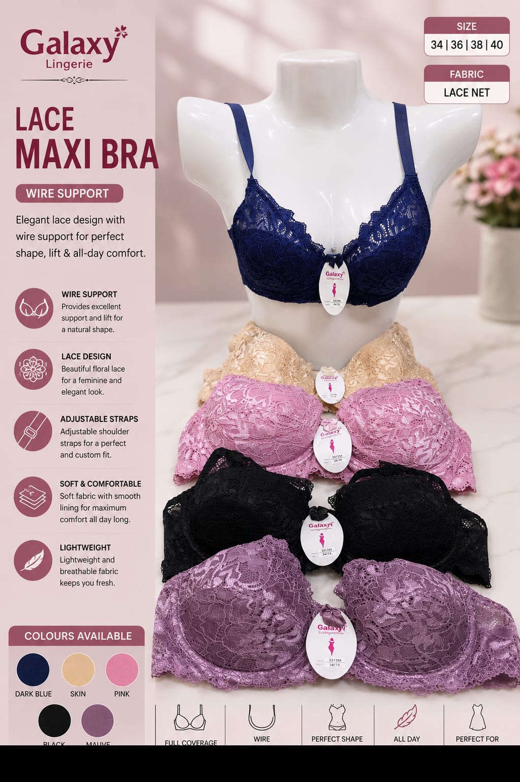 Lace Maxi Net Bra