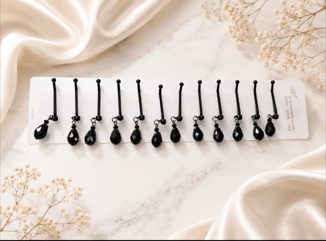 Crystal Drop Hijab Pins – 12 Pcs Set