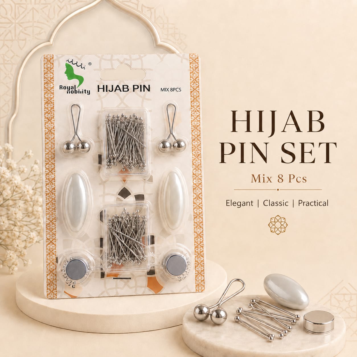 Hijab Pin Set – Mix 8 Pcs