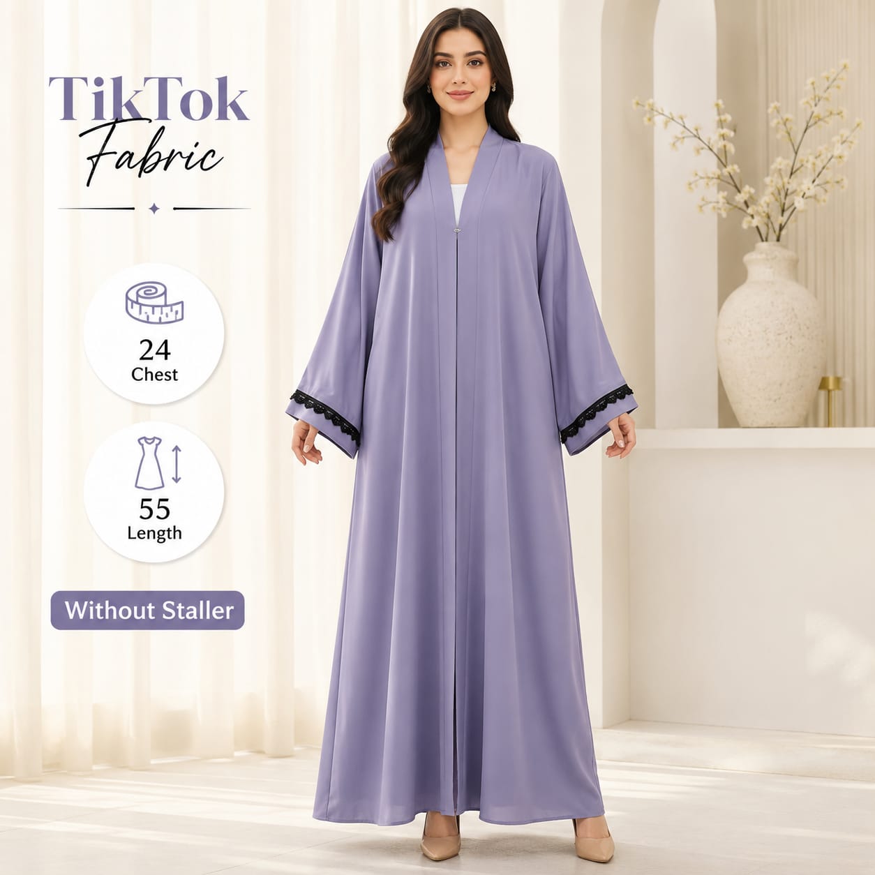 TikTok Fabric open-front abaya