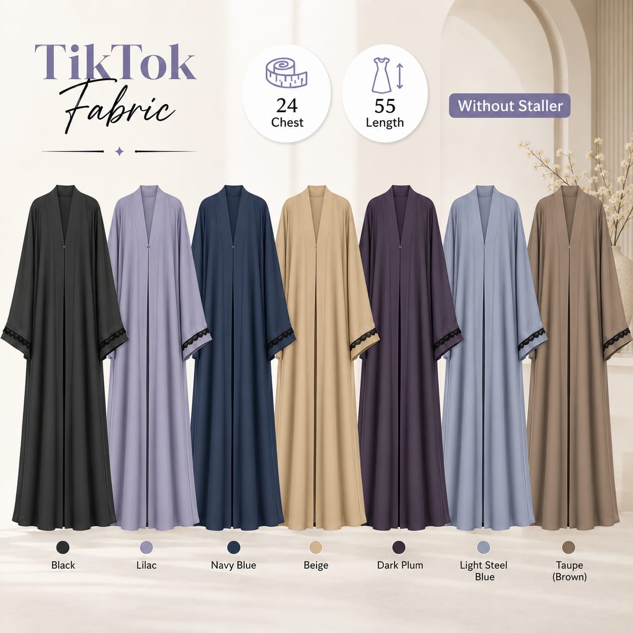 TikTok Fabric open-front abaya