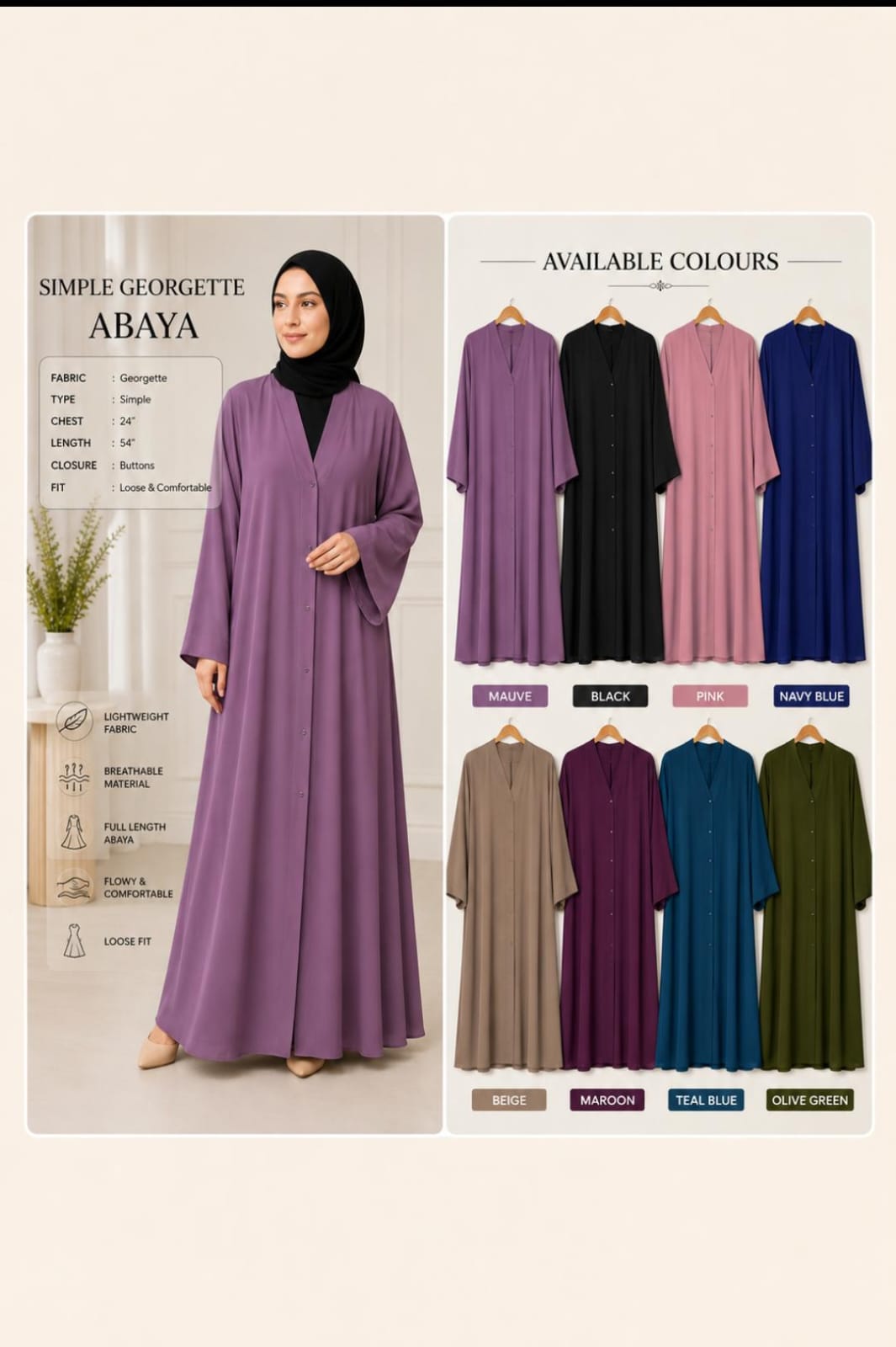 Simple Georgette Abaya
