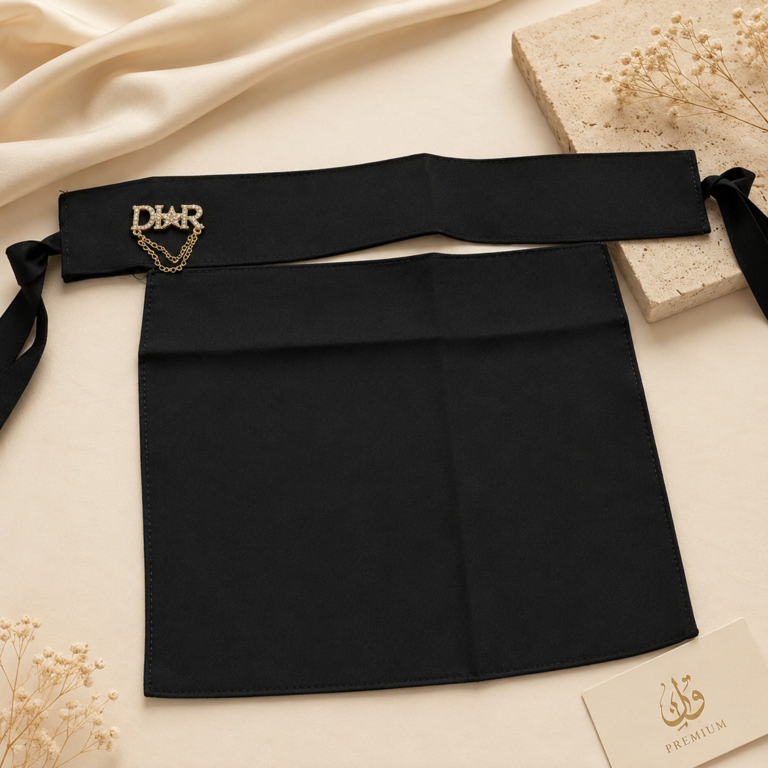 Luxury Black Niqab with Elegant Brooch